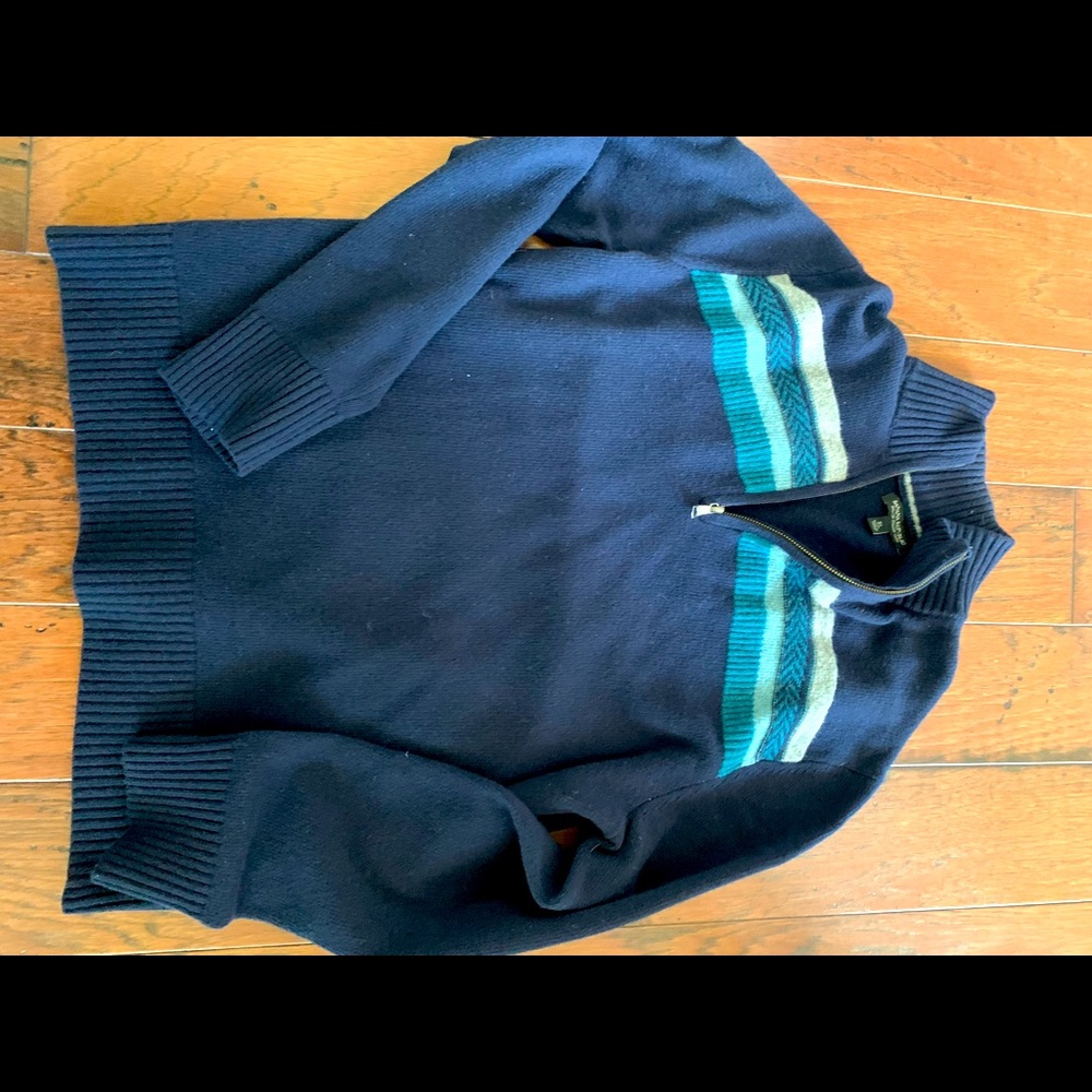 Men’s JCrew navy blue stripe quarter zip size XL